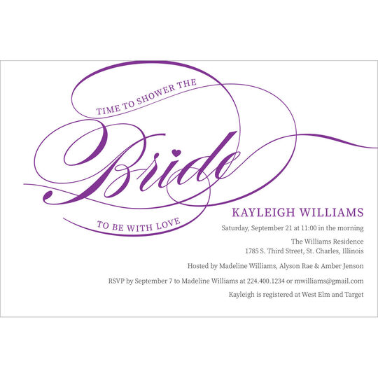 Bride to be Swirl Shower Invitations